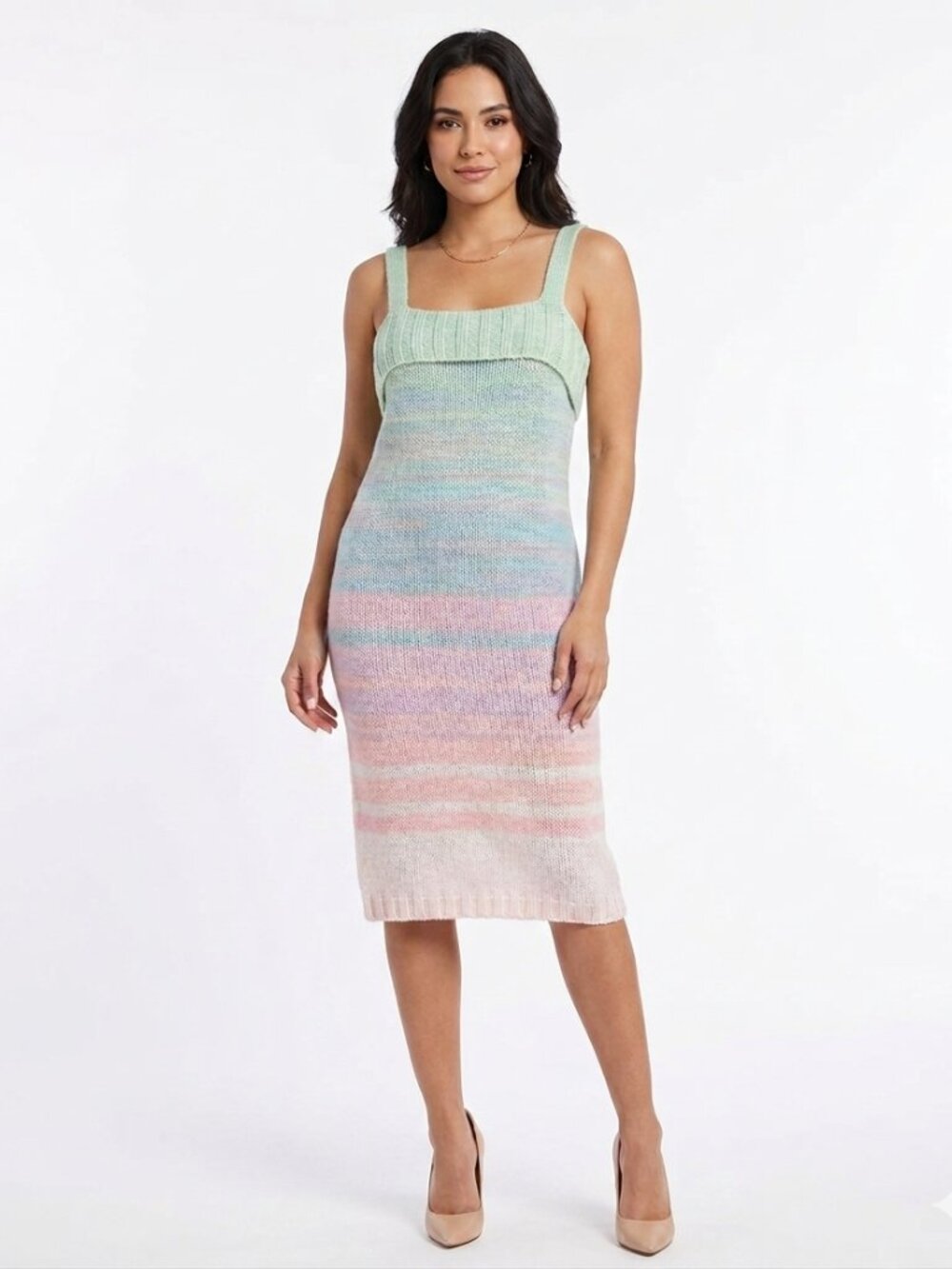NWT 525 AMERICA OMBRE RAINBOW KNIT MIDI DRESS - S